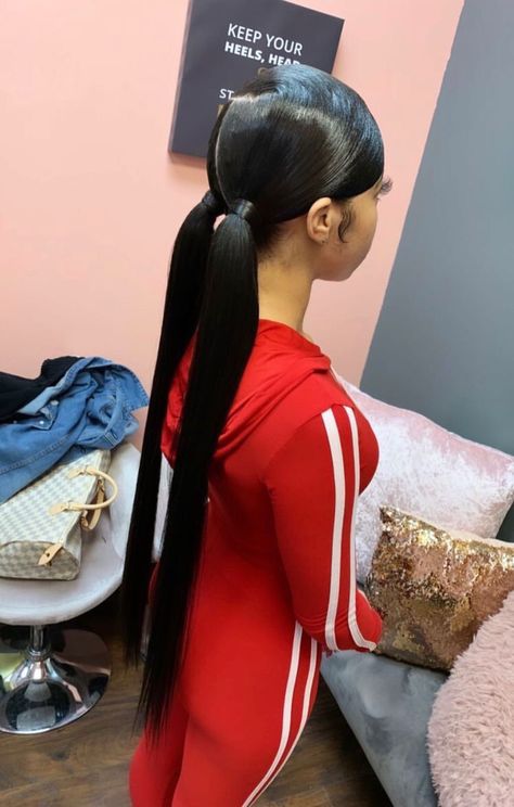 Slick Ponytail, Slicked Back Ponytail, Weave Ponytail Hairstyles, Sleek Ponytail Hairstyles, Weave Ponytail, Black Ponytail Hairstyles, Hair Ponytail Styles, Hair Laid, Sleek Ponytail