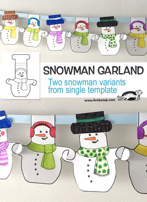 Snowman Garland, Paper Snowman, Snowman Ideas, Winter Preschool, Christmas School, Winter Crafts For Kids, Christmas Classroom, Classroom Crafts, School Holidays