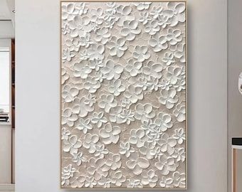 Hydrangea Art Framed Art Contemporary Art Neutral Art Neutral Home Decor Canvas Art 3D Floral Art Texture Art Textured Art - Etsy Canvas Art 3d, Hydrangea Art, Daisy Wall Art, Hydrangeas Art, Daisy Wall, Neutral Home Decor, Neutral Art, Neutral Home, Art Texture