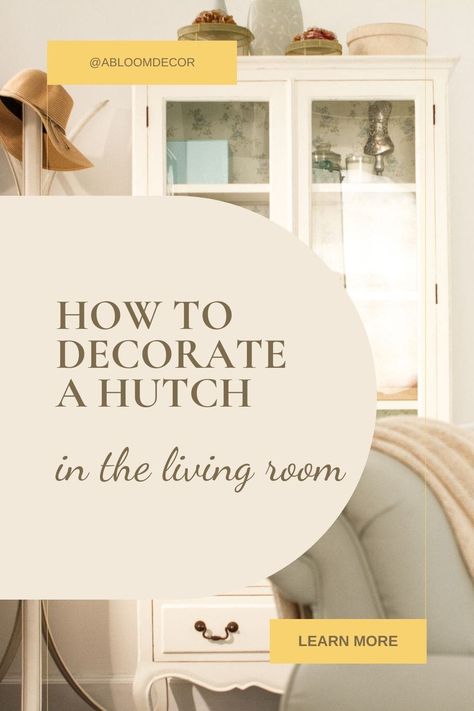 If you're looking for ideas on how to decorate a hutch in the living room, check out my article, where I share tips and tricks to do just this! How To Decorate Curio Cabinet, Decorate Hutch Ideas, Decorate Top Of China Cabinet, Living Room Hutch Decorating Ideas, Hutch Decorating Ideas Display, Top Of Hutch Decor, Hutch In Living Room, How To Decorate A Hutch, How To Style A Hutch