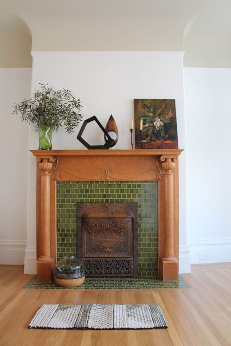 interior design san francisco Heath tile fireplace Colorful Fireplace, Fireplace Hearth Tiles, Heath Tile, Hearth Tiles, Craftsman Fireplace, Building Permit, I Have An Idea, Fireplace Designs, Tile Fireplace