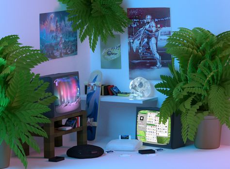 Maniac Aesthetic, Vaporwave Room, 80s Room Aesthetic, 90s Interior, Grunge Bedroom, 80s Room, New Retro Wave, Fall Bedroom, Vaporwave Aesthetic