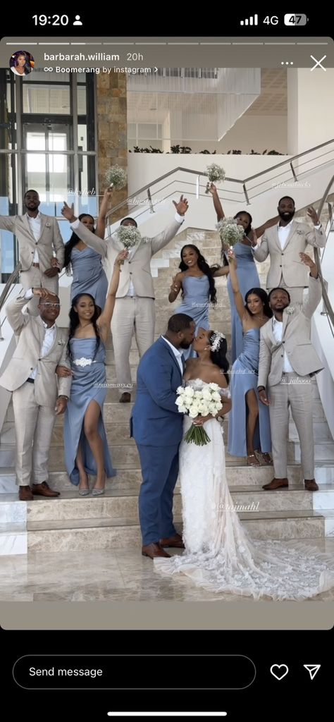 Wedding Ideas Black Women, Black Couples Wedding Colors, Wedding Ideas For Black Couples, Museum Outfit Ideas Black Women, Blue Wedding Black People, Wedding Color Ideas Black People, Black Couple Wedding Party, Small Cute Wedding Ideas, Non Traditional Wedding Colors