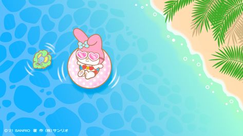 Tropical Laptop Wallpaper, Tropical Homescreen, Tropical Princess, Summer Phone, Coconut Dream, Tropical Girl, Hello Kit, Hello Kitty Birthday, Sanrio Wallpaper