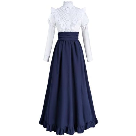 Victorian Dress Costume, European Beauty, Edwardian Costumes, Edwardian Blouse, Victorian Skirt, Lamb Leg, Vintage Ball Gowns, Victorian Blouse, Blue Ball Gowns