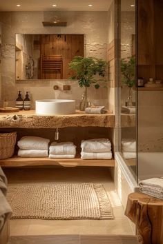 Celebrity Bathrooms, Modern Farmhouse Bathroom Ideas, Decorating Bathrooms, Organic Modern Bathroom, Chic Bathroom Decor, Remodeling Bathroom, Bathrooms Ideas, Organization Bathroom, Wallpaper Bathroom