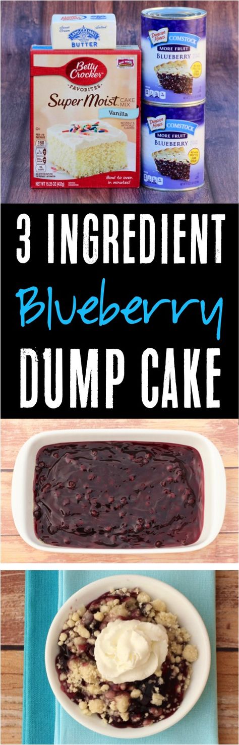 Easy Blueberry Dump Cake Recipe! (3 Ingredients) - Never Ending Journeys Blueberry Dump Cake, Blueberry Dump Cake Recipes, Blueberry Dump Cakes, Dump Cake Recipe, Cake Light, Cake Recipes Easy Homemade, Recipe Cake, Blueberry Desserts, Dump Meals