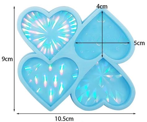 New 4 HEART HOLOGRAPHIC Multi-mold Blue Silicone / D I Y - Etsy Canada Resin Art Supplies, Mold Casting, Diy Mobile, Love Shape, Casting Resin Molds, Epoxy Resin Crafts, Mould Design, Diy Silicone Molds, Resin Casting