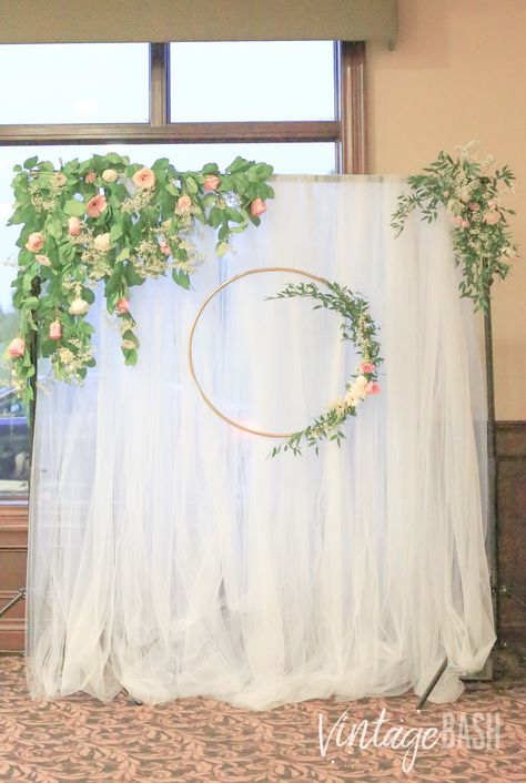 Gorgeous Greenery Wedding Backdrop Inspiration | VintageBash Tulle Backdrop, Romantic Rustic Wedding, Wedding Decor Photos, Wedding Backdrop Design, Engagement Decorations, Backdrop Design, Elephant Wedding, Backdrop Decorations, Rustic Wedding Decor