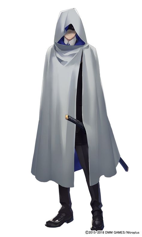 Hooded Anime Character, Anime Cloak Character Design, Hooded Cloak Drawing Reference, Cloaked Man Art, Cloak Drawing, Cloak Anime, Alluka Zoldyck, Cape Designs, Poses References