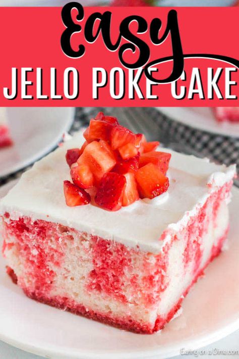 Jello Poke Cake Recipe, Jello Cake Recipes, Jello Poke Cake, Poke Cake Jello, Lemon And Coconut, Strawberry Poke Cakes, Lemon And Coconut Cake, Poke Cake Recipe, Jello Cake