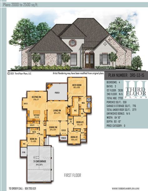 $800.00 House Plan 9 sets Craftsman Style Home Plans, Home Plans One Story, Acadian Cottage, Porch With Fireplace, Cottage Craftsman, Master Suite Bedroom, Breakfast Kitchen, Porch Fireplace, Bedroom Porch