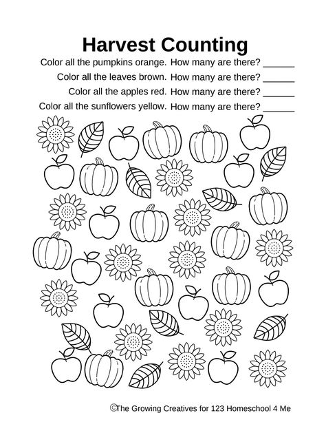 Fall Harvest Preschool Counting Activity (1).pdf - Google Drive Pre K Harvest Activities, Fall Harvest Math Activities, Fall Harvest Lesson Plan Preschool, Harvest Kindergarten Activities, Harvest Prek Activities, Prek October Activities, Harvest Curriculum Preschool, Harvesting Preschool Activities, Harvest For Preschool