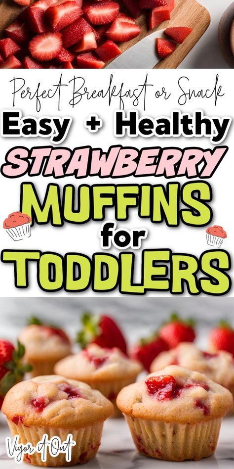 This is the best easy healthy strawberry toddler muffins around. Strawberry muffins for toddlers make a great snack or breakfast perfect for little hands to grab and feed themselves for baby-led weaning families. These kid friendly mini muffins are perfect food for kids! Healthy Strawberry Muffins, Strawberry Muffins Easy, Muffins For Toddlers, Strawberry Muffins Healthy, Toddler Muffins, Strawberry Snacks, Baby Muffins, Toddler Dinner, Strawberry Breakfast