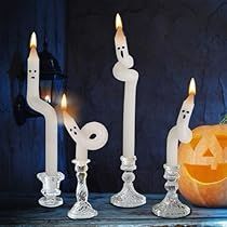 Halloween Candle Sticks, Family Birthday Dinner, Candles For Halloween, Halloween Candlesticks, Twisted Candles, Ghost Candles, Halloween Party Decorations, Halloween Kitchen, Candle Sticks