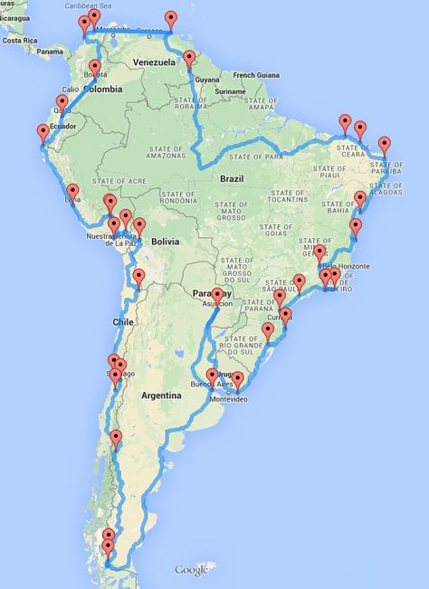 By popular request, I’ve created another follow-up to my posts about computing optimal road trips across the U.S. and Europe. This time, I made an optimal road trip around South America. If y… Backpacking South America, Road Trip Map, American Continent, Trip Essentials, Travel Route, Las Vegas Hotels, American Travel, Travel South, South America Travel