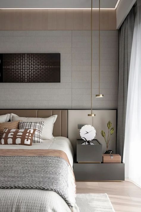 bedroom inspirations Bad Room Design, Bed Headboard Design, Stylish Bedroom Design, Luxe Bedroom, Bedroom Interior Design Luxury, Wall Panels Bedroom, Bedroom Wall Designs, Hotel Room Design, Bedroom Panel