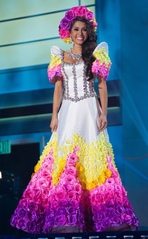 Miss Philippines from 2014 Miss Universe National Costume Show | E! Online Panagbenga Festival, Miss Universe Costumes, Miss Nigeria, Miss Universe National Costume, Miss Universe 2014, Miss Universe Philippines, Miss Universe 2015, Miss Philippines, Filipiniana Dress