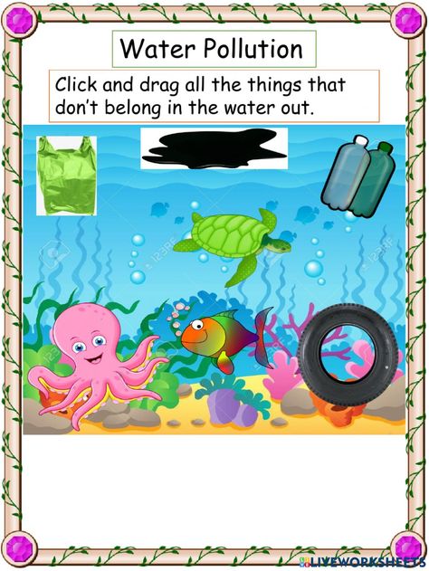 Water Pollution online exercise Water Pollution Worksheet, Pollution Activities Worksheets, Pollution Activities, Save Planet, What Is Water, Eyfs Activities, Ocean Pollution, Water Pollution, School Activity