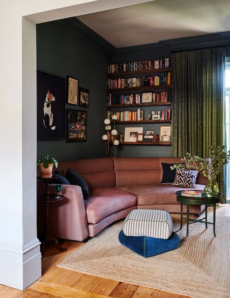 Playful Interior, Oval Room Blue, 1930s House, London House, Terrazzo Flooring, House Garden, A Living Room, Blue Walls, Small Living Rooms