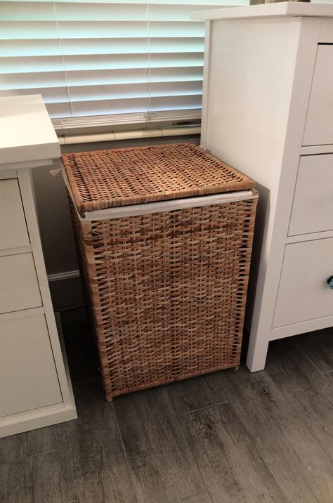 Laundry Basket In Bedroom, Basket In Bedroom, Laundry Hamper Bedroom, Bedroom Hamper, Storage Baskets Bedroom, Ikea Home Tour, Ikea Laundry, Laundry Basket Storage, Bedroom Upgrade