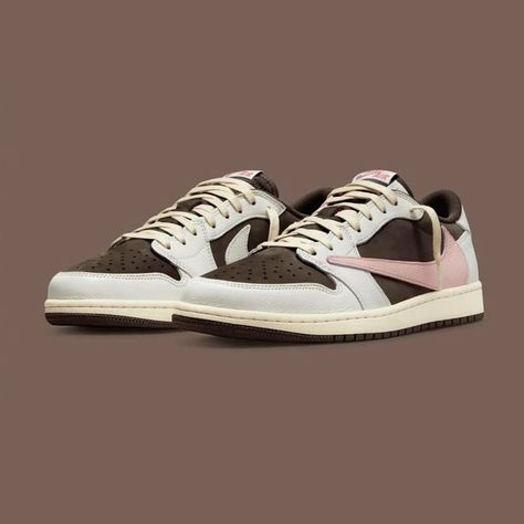 Travis Scott's Jordan, Travis Shoes, Travis Jordan, Nike Ideas, Drip Shoes, Jordan Lows, Jordan Travis Scott, Travis Scott Shoes, Nike Travis Scott