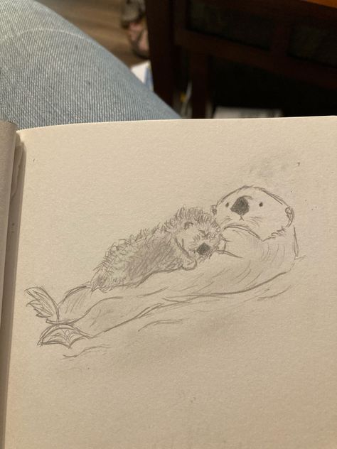 Sea Otter Sketch, Otter Drawing Simple, Sea Otter Drawing, Otter Sketch, Otter Drawing, Sea Otters, Sketchbook Drawings, Drawings Ideas, Beauty Art Drawings