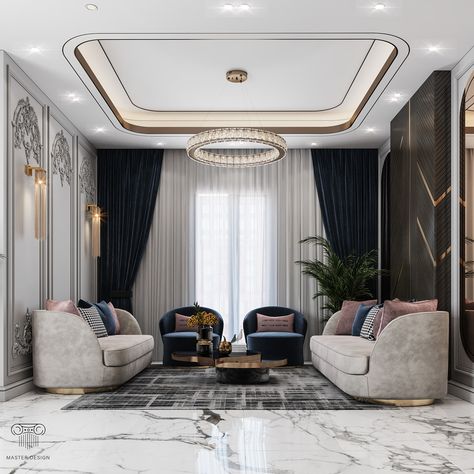 Rec. on Behance Luxury Drawing Room Ceiling Design, Down Ceiling Design Drawing Room, Classic Ceiling Design, Ceiling Pop, Drawing Room Ceiling Design, Luxury Ceiling Design, Drawing Room Design, Office Ceiling, False Ceiling Bedroom