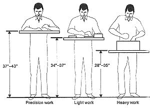 High Work Table, Desk Measurements, Workbench Height, Bench Height, Workbench Table, Work Benches, Woodworking Store, Heavy Work, Workshop Organization