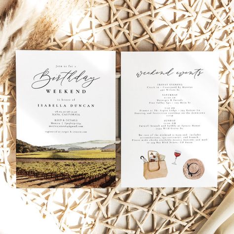 Napa Sonoma Valley California Winery Birthday Invitation - birthday invitation Winery Birthday, Bohemian Cowgirl, California Winery, Sonoma California, Napa California, Sonoma Valley, Weekend Itinerary, Fun Travel, Wine Theme