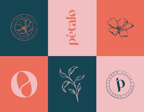 Pétalo - Flower Shop Branding on Behance Creative Color Palette, Flower Shop Branding, Florist Brand, Minimalist Logo Branding, Personal Branding Identity, Florist Logo, Flower House, Shop Branding, Luxury Branding Design