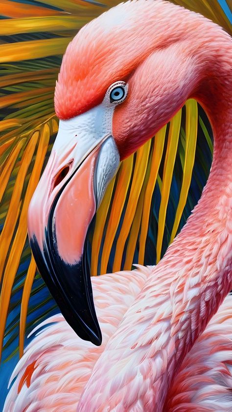 Different Art Mediums, Flamingo Head, Flamingo Artwork, Vibrant Paintings, Flamingo Pictures, Bird Painting Acrylic, Flamingo Photo, Birds Photography Nature, Pink Flamingos Birds