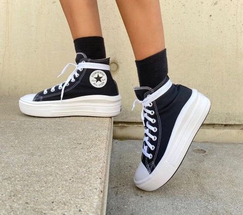 Converse All Star Move, Converse Move, Converse Fits, Platform Outfit, Chuck Taylor All Star Move, Converse Platform, Glass Slippers, Platform Converse, High Top Boots