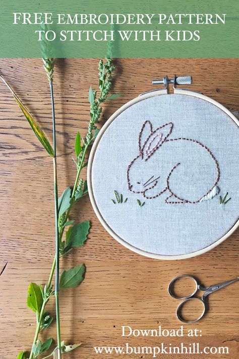 Download this FREE Hand Embroidery Rabbit Pattern - designed by Bumpkin Hill. Available at www.bumpkinhill.com Bunny Embroidery Patterns Free, Embroidery Bunny Pattern, Easter Embroidery Patterns Free, Spring Embroidery Ideas, Spring Embroidery Designs, Bunny Embroidery Patterns, Baby Embroidery Patterns, Embroidery Bunny, Easter Embroidery Patterns