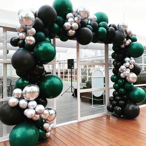 Green Themed Wedding, Birthday Party Theme Decorations, Silver Party, 30th Birthday Parties, 40th Birthday Parties, 1st Birthdays, Balloon Decorations Party, 50th Birthday Party, Balloon Arch