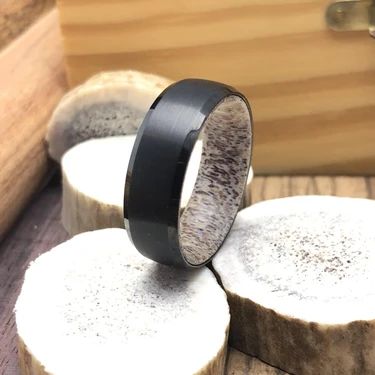 Hunters Wedding, Black Antlers, Antler Wedding Rings, Antler Wedding Band, Hunter Wedding, Antler Ring, Black Tungsten Rings, Tungsten Wedding Band, Tungsten Mens Rings