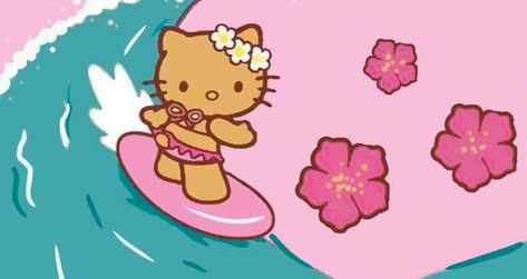 Barbie X Hello Kitty, 2000s Pc Wallpaper, 2000s Laptop Wallpaper, Hawaiian Hello Kitty Wallpaper, Asthetic Picture Wallpaper Laptop, 2000s Wallpaper Laptop, Hawaiian Hello Kitty, Png Drive, 헬로키티 배경화면