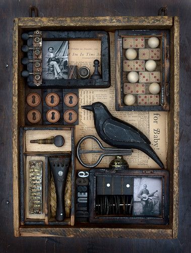 Shadow Box Kunst, Assemblage Art Collage, Assemblage Art Mixed Media, Box Assemblage, Joseph Cornell, Assemblage Art Dolls, Shadow Box Art, Found Object Art, Deco Originale