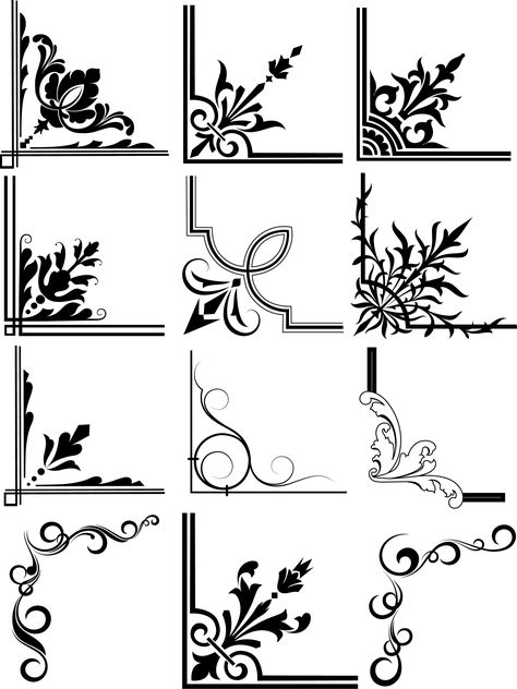 Pola Sulam, Stencil Patterns, Borders And Frames, Free Graphics, Stencil Designs, Calligraphy Art, Border Design, Arabesque, 그림 그리기