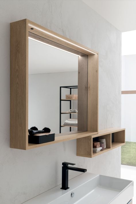 Mirror Shelf Bathroom, Mirrors Dining Room, Mirror With Shelf Bathroom, Vanity Mirror Storage, Bathroom Mirror Shelf, Vanity Mirror With Shelf, Light Mirror Bathroom, Bathroom Mirror And Lighting Ideas, Mirror Bathroom Light