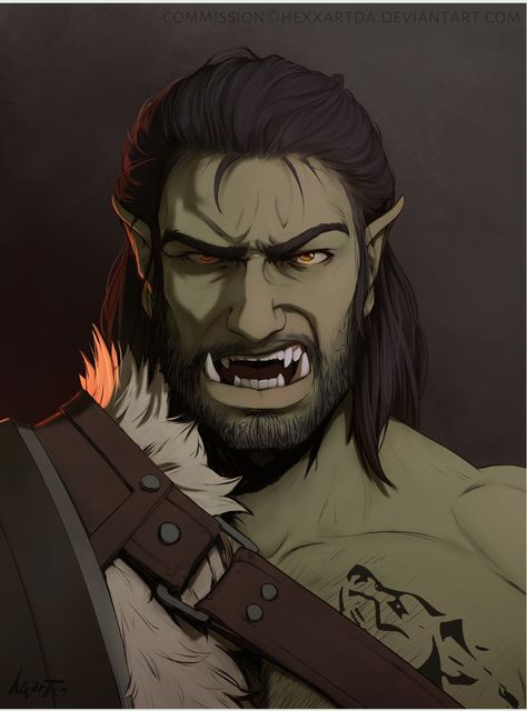 Orc Werewolf, Half Orc Druid, Werewolf Portrait, Half Orc Dnd, Dnd Half Orc, Orc Druid, Orc Dnd, Half-orc Male, Dnd Orc