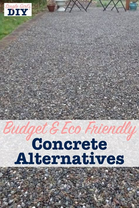 Concrete Alternatives, Diy Concrete Patio, Diy Driveway, Concrete Patio Makeover, Diy Backyard Patio, Concrete Patios, Gravel Driveway, Cheap Backyard, Driveway Landscaping