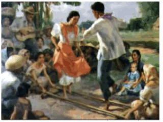 Tininkling. With bamboo poles. Tinikling Dance Drawing, Fernando Amorsolo, Kagehina Cute, Cultural Dance, Filipino Art, Philippine Art, Philippines Culture, Dancing Drawings, Dance Paintings