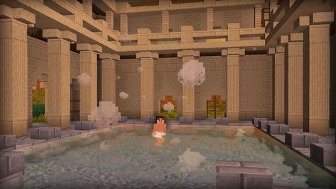 Minecraft Bathhouse, Roman Bathhouse, Roman Bath House, Roman House, Easy Minecraft Houses, Minecraft Inspo, Roman Baths, Minecraft Architecture, Minecraft Building