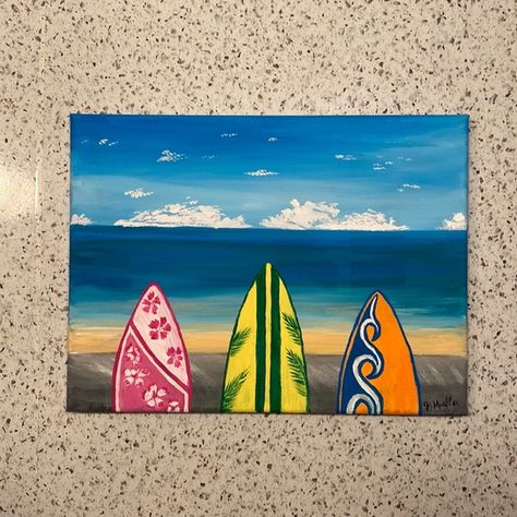 “Surf Boards” is my original painting, wall art, home decor, handmade, beach Surfboard Painting On Canvas Easy, Surfboard Canvas Painting, Easy Surfboard Painting, Surf Board Painting On Canvas, Surfboard Painting On Canvas, Surf Board Painting, Wardrobe Painting, Surfer Painting, Mega Mendung