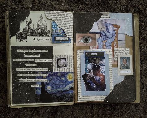 Van Gogh Gcse Art Page, Van Gogh Journal Page, Kurt Cobain's Journal, Kurt Cobain Journals Writing, Kurt Cobain Diary Journals, Art Journal Therapy, Scrapbook Journal, Aesthetic Stickers, Vincent Van Gogh