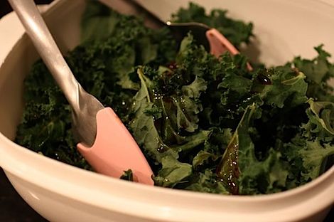 Marinated Kale Recipe - The Chic Life Urban Cafe, Marinated Kale, Cafe Recipes, Kale Recipe, Kale Recipes, Fresh Garlic, Wheat Free, Seaweed Salad, Cafe Food