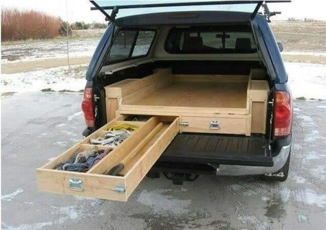 D Truck Bed Drawers, Kangoo Camper, Auto Camping, Truck Bed Storage, Truck Bed Camping, Truck Bed Camper, Camper Shells, Truck Storage, Truck Camping