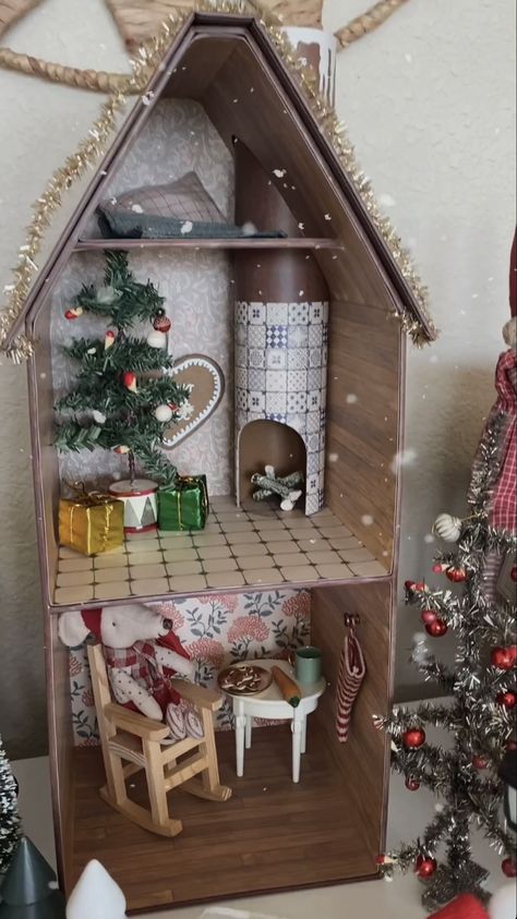 Maileg Doll House, Maileg Christmas, Maileg Dolls, Cardboard Dollhouse, Fairy House Crafts, Mouse Crafts, Mini Doll House, Doll House Crafts, Diy Gifts For Kids