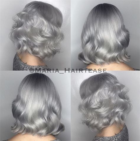 Silver White Hair, Grey Hair Looks, Ash Hair, Ash Hair Color, Pastel Lavender, Flat Iron Curls, Silver Hair Color, Colored Curly Hair, Hair Color Pastel